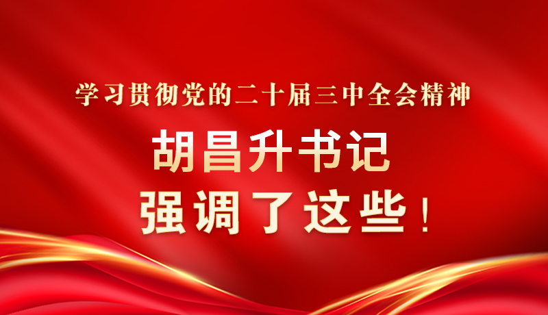 圖解|學習貫徹黨的二十屆三中全會精神 胡昌升書記強調了這些！